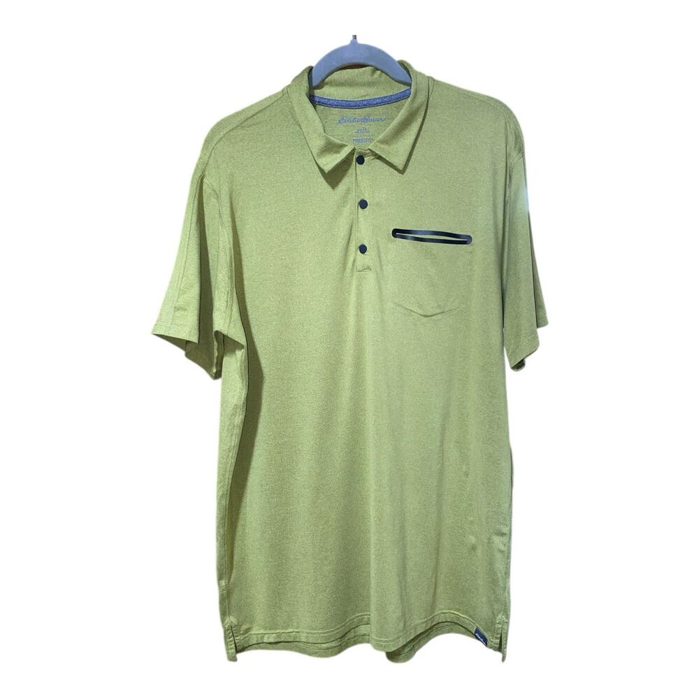 Eddie Bauer Polo Shirt Mens Large Tall Green Solid Short Sleeve Golf Casual